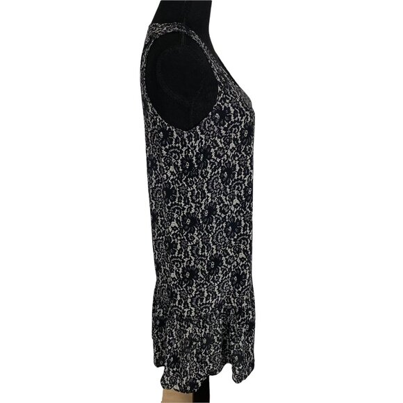 JOIE Women Silk Mini Drop Waist Dress Sleeveless Sz S Black Floral Elegant 45-5 - Picture 5 of 11